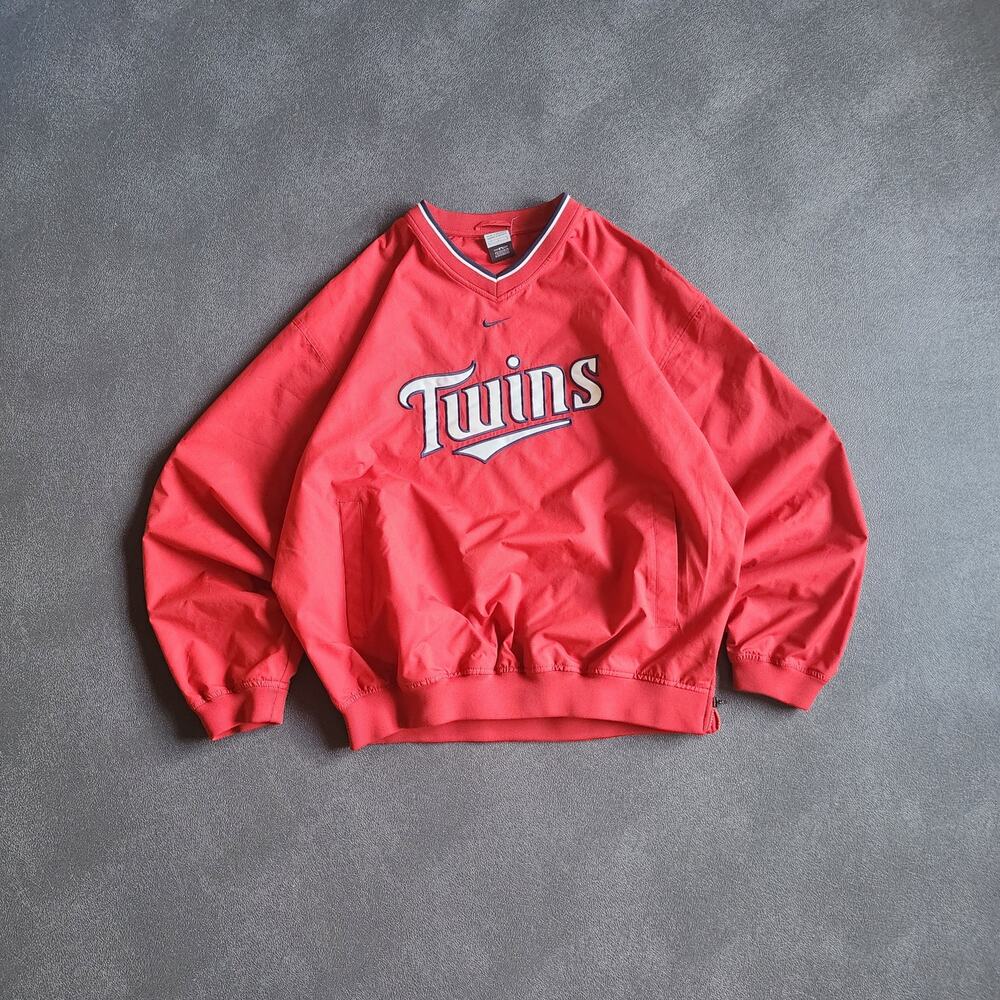 Vintage Nike Minnesota Twins Center Swoosh Red Windbreaker Jacket Large